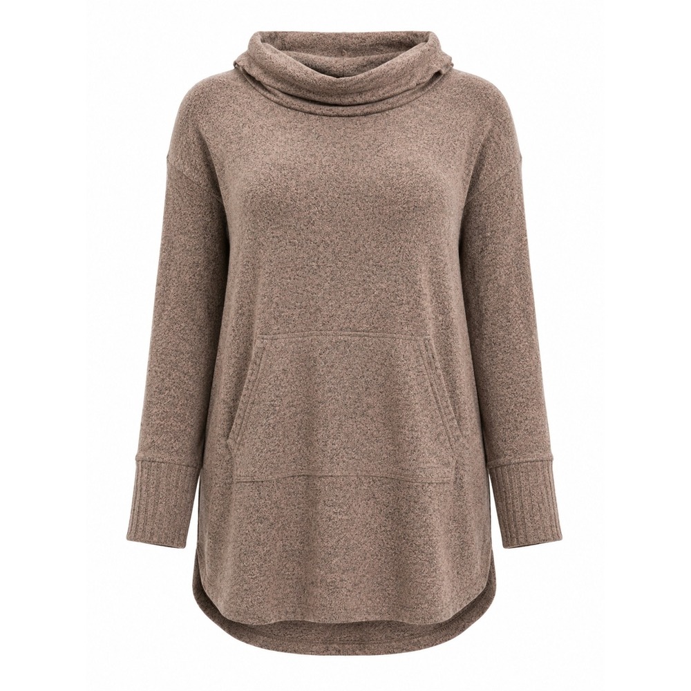 Torrid‎ Super Soft Plush Cowl Neck Tunic Sweater Mauve Brown Marl Size 0 L XL